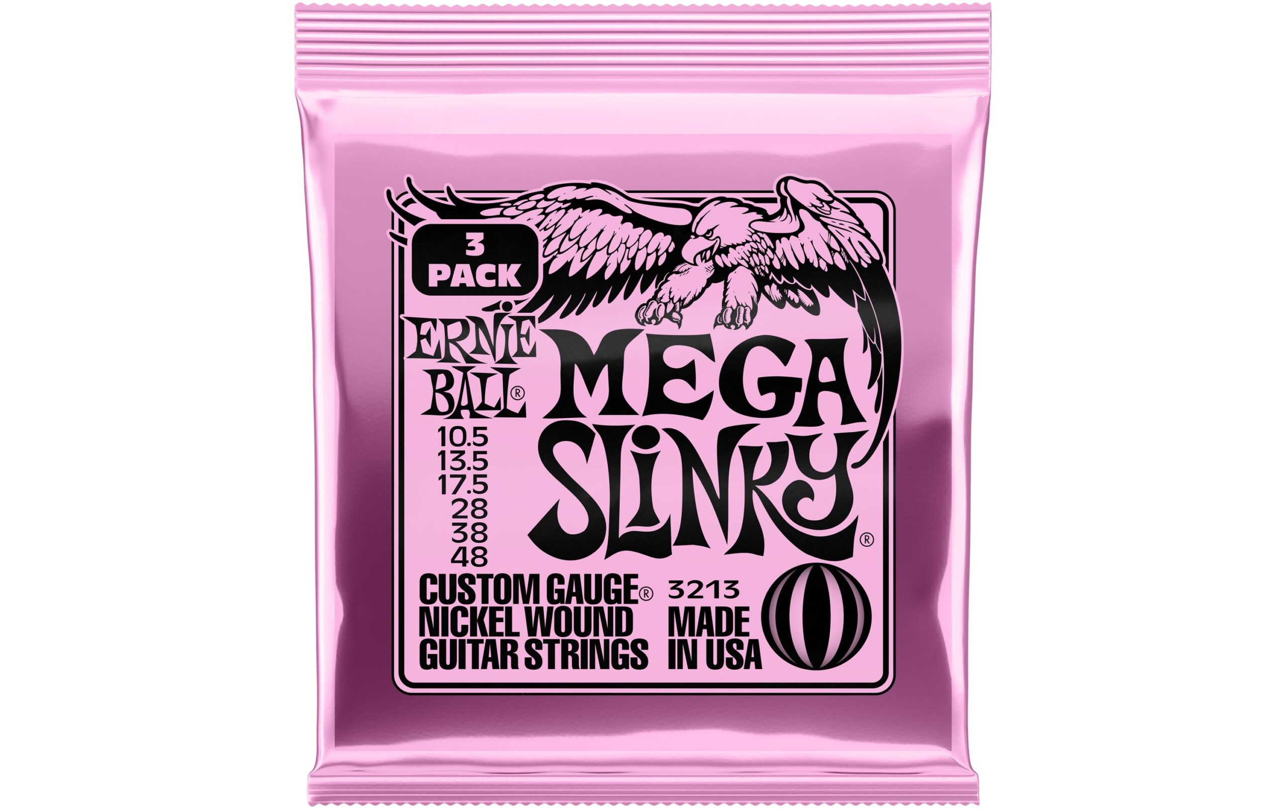 1501659 - Mediatech Ernie Ball 3213 Slinky Nickel, 3er Pack E-Gitarren Saitensatz, Mega 10,5-48