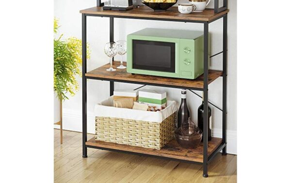 Vasagle Lagerregal mit 6 Haken 80 x 40 x 167 cm, Mteall, Holz