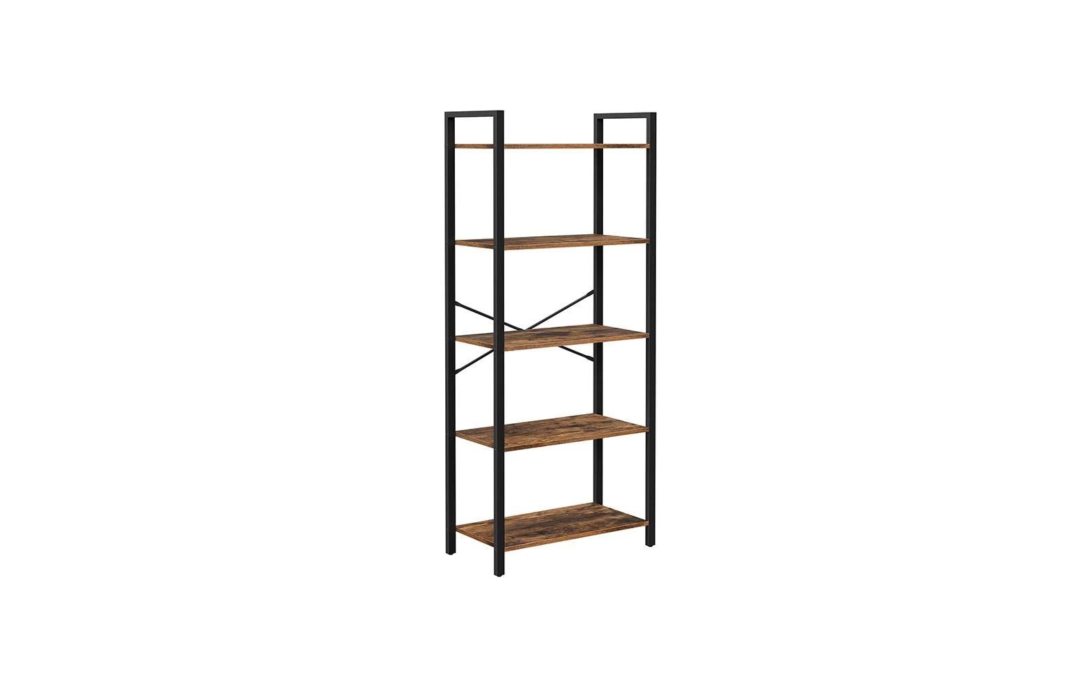 1508809 - Mediatech Vasagle Regal Vintagebraun-Schwarz,5 Ebenen 66x30x153 cm (LxBxH), Traglast p.Ebene 10kg