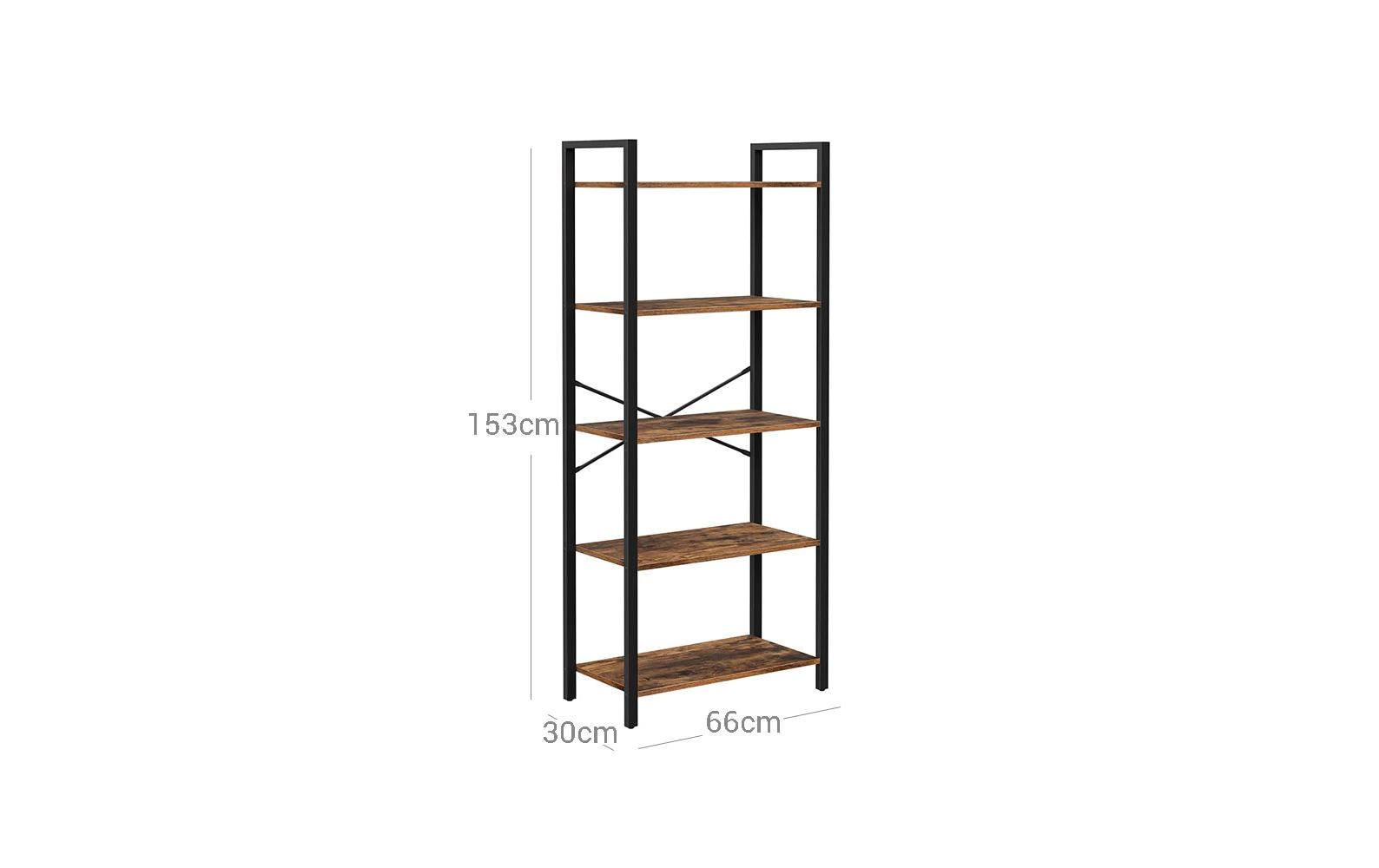 1508809_1 - Mediatech Vasagle Regal Vintagebraun-Schwarz,5 Ebenen 66x30x153 cm (LxBxH), Traglast p.Ebene 10kg