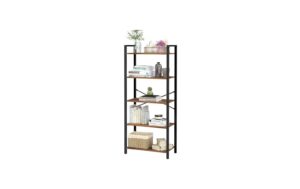 1508809_2 - Mediatech Vasagle Regal Vintagebraun-Schwarz,5 Ebenen 66x30x153 cm (LxBxH), Traglast p.Ebene 10kg