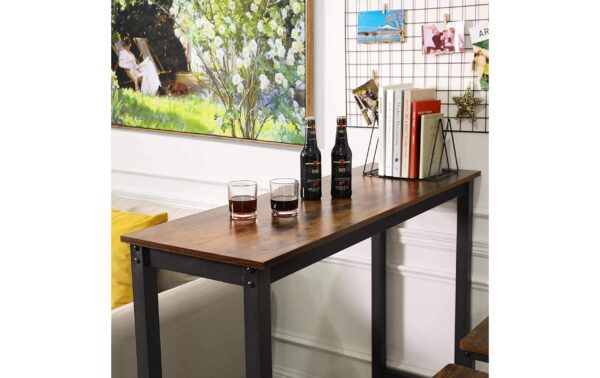 Vasagle Bartisch schmal, Metallgestell Spanplatte,120x40x100cm (LxBxH),Tragl.100kg