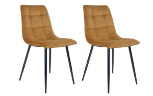 House Nordic Stuhl Middelfart 2er-Set Gelb,Velvet, Mikrofaser