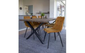 House Nordic Stuhl Middelfart 2er-Set Gelb,Velvet, Mikrofaser