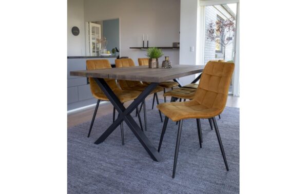 House Nordic Stuhl Middelfart 2er-Set Gelb,Velvet, Mikrofaser