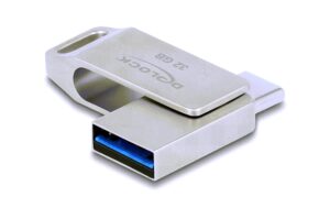 Delock, USB-Stick 3.2 Gen 1 USB-C + Typ-A 3 32GB, Metallgehäuse