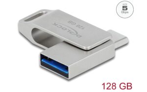 Delock USB3.2 USB-C+Typ-A Speicherstick 128GB, Metallgehäuse