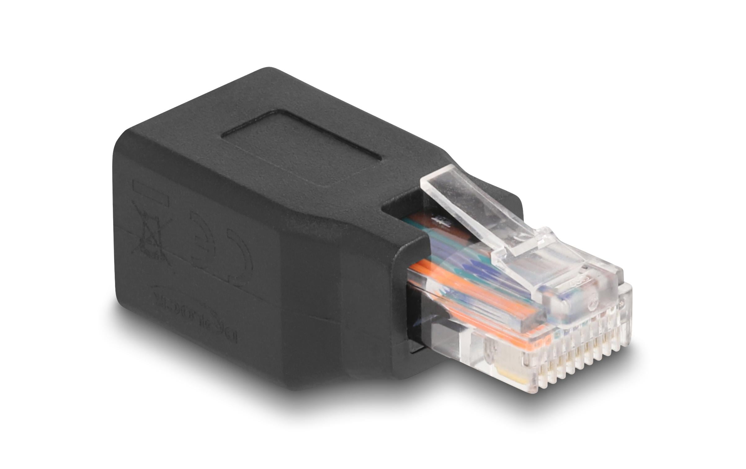 1538563 - Mediatech Delock Netzwerkadapter RJ45/48/50 Stecker/Buchse, 10P/10C Belegung, schwarz kaufen Schweiz | Mediatech.ch