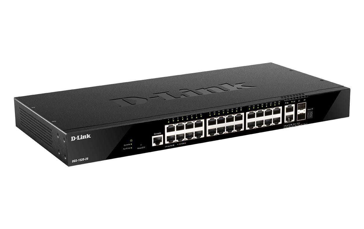 1540138_1 - Mediatech D-Link DGS-1520-28/E: 28 Port Smart Switch 24xGigabit, 2x10GE, 2xSFP+ , L3 Stackabel