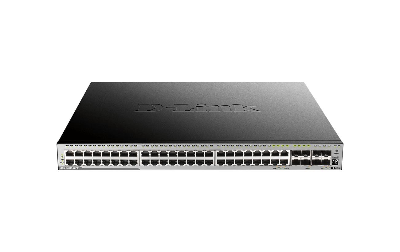 1540145 - Mediatech D-Link DGS-3630-52PC/SI/E: 52p PoE Switch 4x 10 Gigabit SFP+, 30W pro Port, 370W kaufen Schweiz | Mediatech.ch