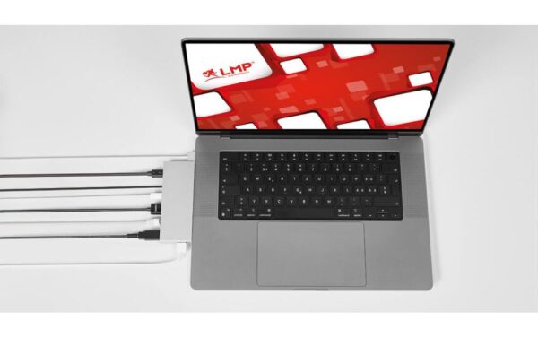 LMP USB Compact Dock 2, 6 Port, 4K HDMI, TB, USB-C, USB-3.0, Ethernet, silber