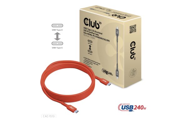 Club 3D, Kabel USB Typ-C USB-IF Zert. PD 240W, 3m
