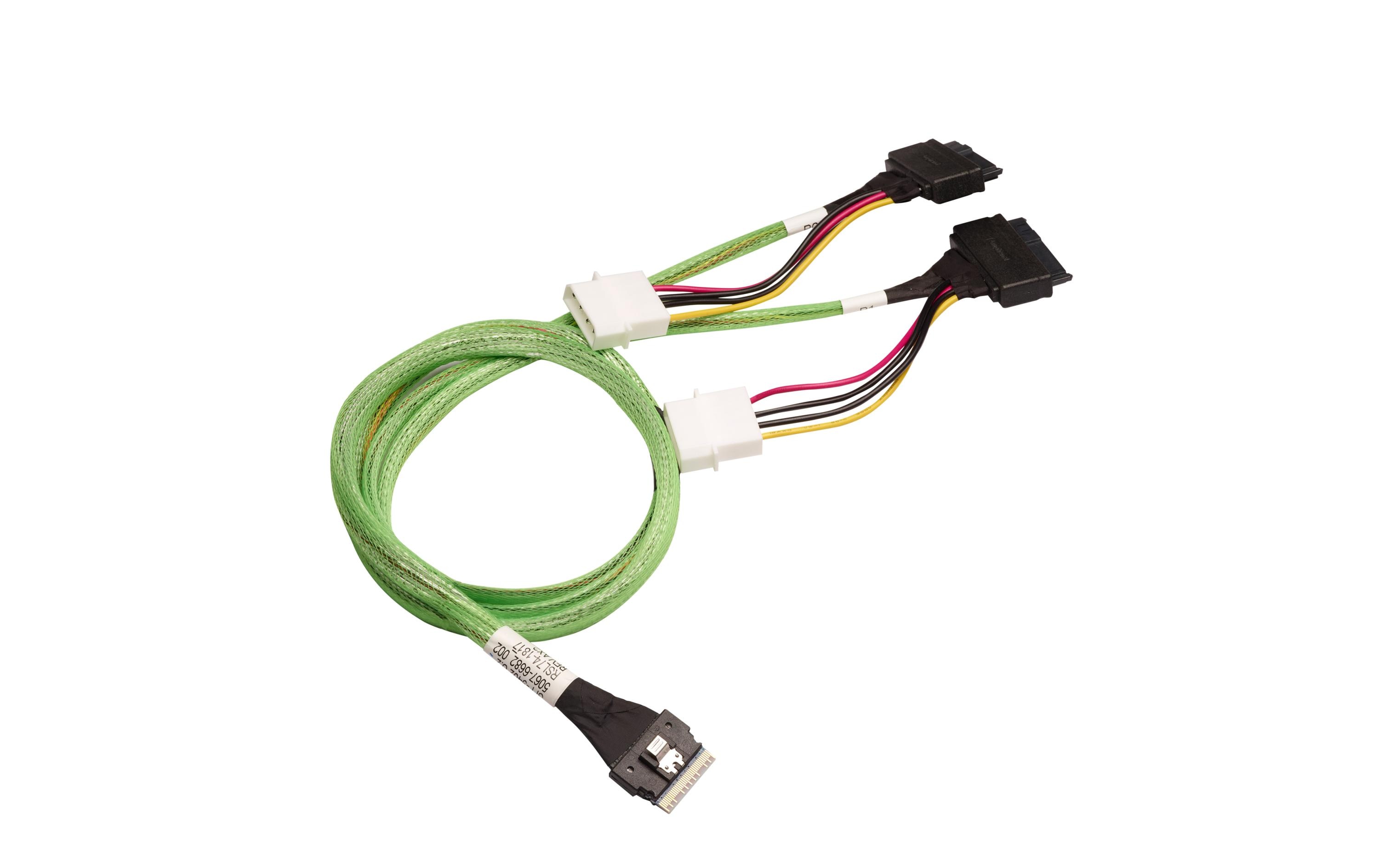 1552890_1 - Mediatech Broadcom SAS Kabel: SFF-8654 -2xSFF-8639 U2 1m, für 2x U.2 Geräte