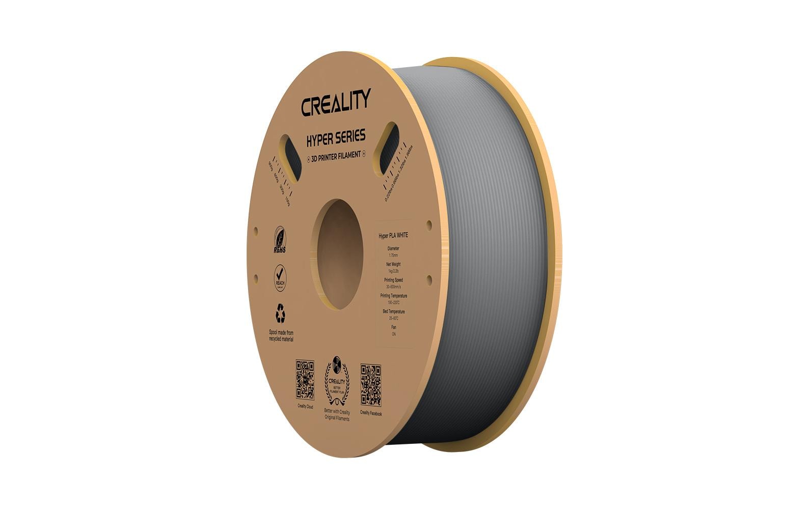 1562218 - Mediatech Creality Filament PLA Hyper Grau 1.75mm Filament, 195-210Grad, 1Kg, Grau