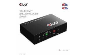 1565925_1 - Mediatech Club 3D 3 Port HDMI Umschalter Videoauflösungen bis zu 8K60Hz oder 4K120Hz