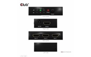 1565925_3 - Mediatech Club 3D 3 Port HDMI Umschalter Videoauflösungen bis zu 8K60Hz oder 4K120Hz