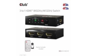 1565925_8 - Mediatech Club 3D 3 Port HDMI Umschalter Videoauflösungen bis zu 8K60Hz oder 4K120Hz