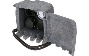 1566257_4 - Mediatech Max Hauri Gartensteckdose 2x Typ 13 IP55, Zeitschaltuhr, Steinoptik grau