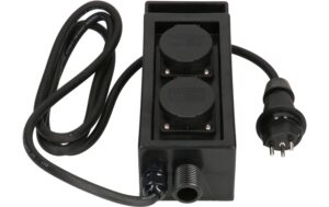 Max Hauri Gartensteckdose mit Spiess 2x Typ 13, IP55, Gehäuse IP44, schwarz