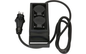 Max Hauri Gartensteckdose mit Spiess 2x Typ 13, IP55, Gehäuse IP44, schwarz