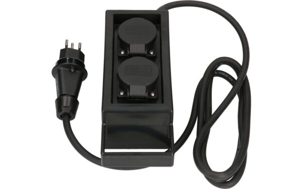 Max Hauri Gartensteckdose mit Spiess 2x Typ 13, IP55, Gehäuse IP44, schwarz