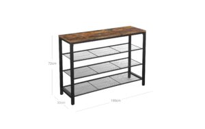 1568995_1 - Mediatech Vasagle Schuhregal mit 3 Ablagen Holz, Stahl, 100x30x72 cm (LxBxH)