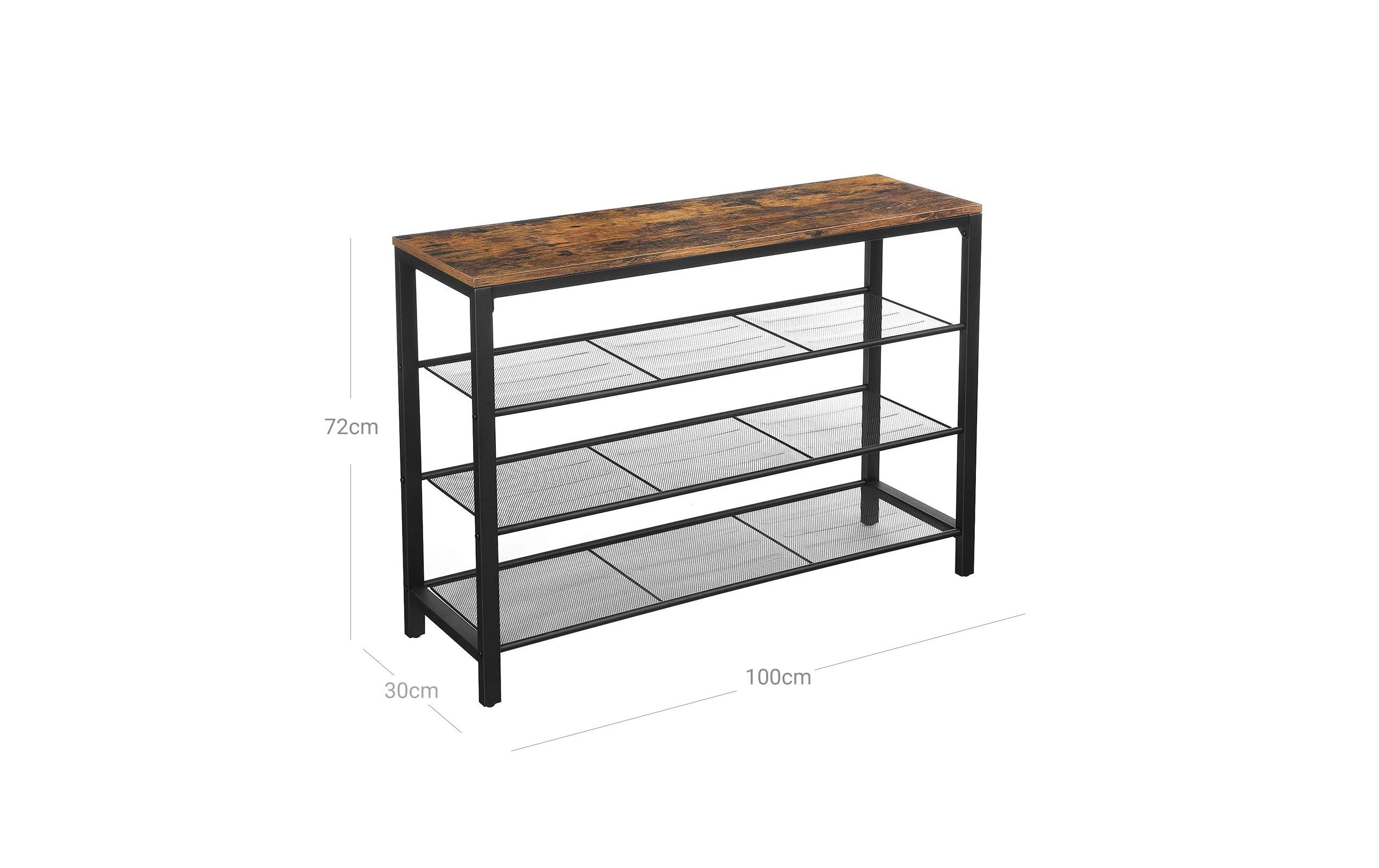 1568995_1 - Mediatech Vasagle Schuhregal mit 3 Ablagen Holz, Stahl, 100x30x72 cm (LxBxH)