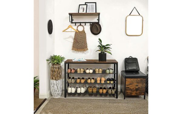 1568995_2 - Mediatech Vasagle Schuhregal mit 3 Ablagen Holz, Stahl, 100x30x72 cm (LxBxH)