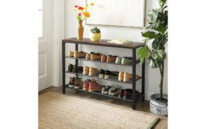 1568995_3 - Mediatech Vasagle Schuhregal mit 3 Ablagen Holz, Stahl, 100x30x72 cm (LxBxH)