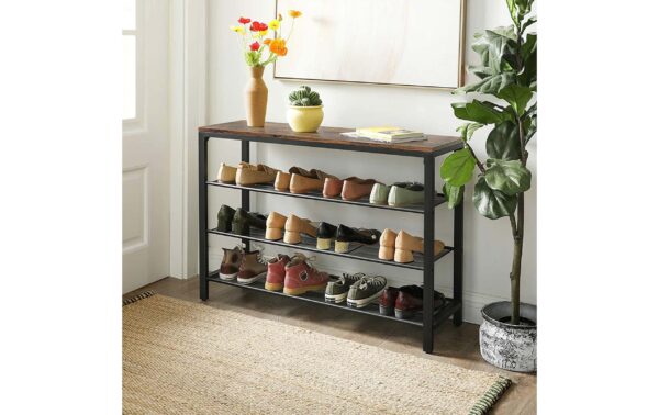 1568995_3 - Mediatech Vasagle Schuhregal mit 3 Ablagen Holz, Stahl, 100x30x72 cm (LxBxH)