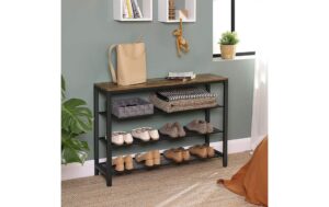 1568995_4 - Mediatech Vasagle Schuhregal mit 3 Ablagen Holz, Stahl, 100x30x72 cm (LxBxH)