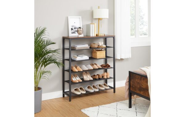 1570388_4 - Mediatech Vasagle Schuhgestell aus Holz und Metall 100x30x110 cm (LxBxH),Traglast verschieden