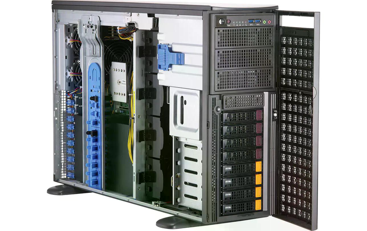 Supermicro SYS-740GP-TNRT: 2x LGA-4189 Tower, up to 6TB RAM, 8x 3.5, 2200W