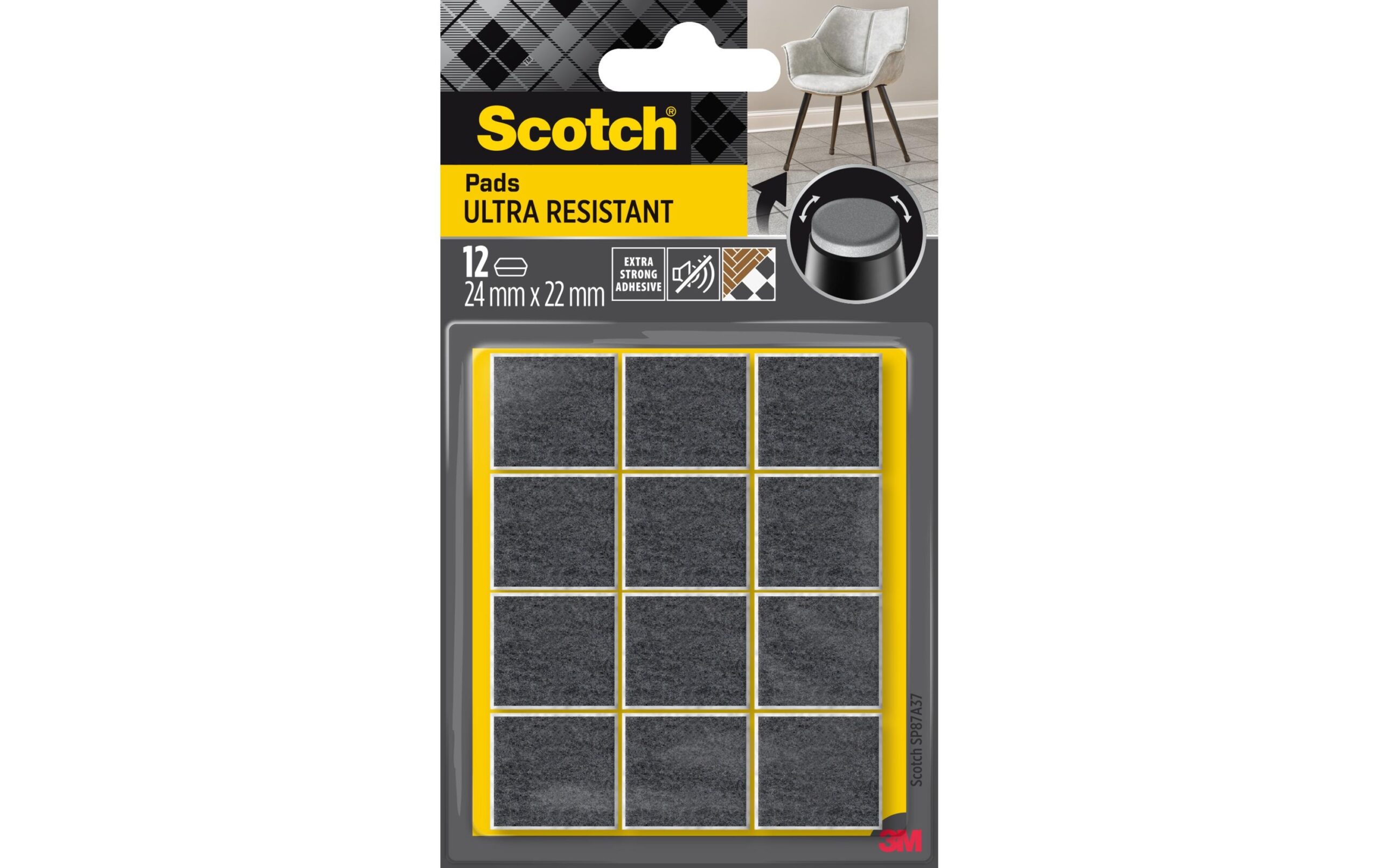 1571178 - Mediatech Filzgleiter 24mm x 22mm, 12/Packung Extrembeständige Filzpads