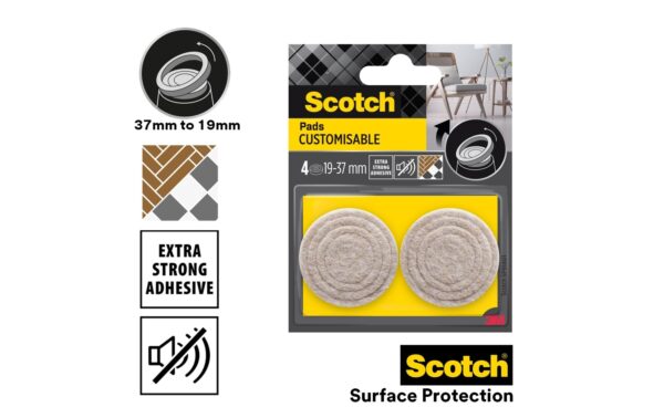 1571187_3 - Mediatech Robuste Stuhlgleiter von Scotch anpassbar Ø 19 bis 37mm, beige