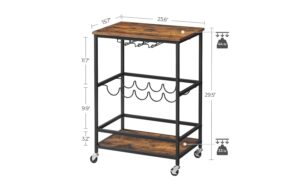 Vasagle Bartrolley mit Flaschenhalterung 60x40x75 cm (LxBxH), Holz, Stahl