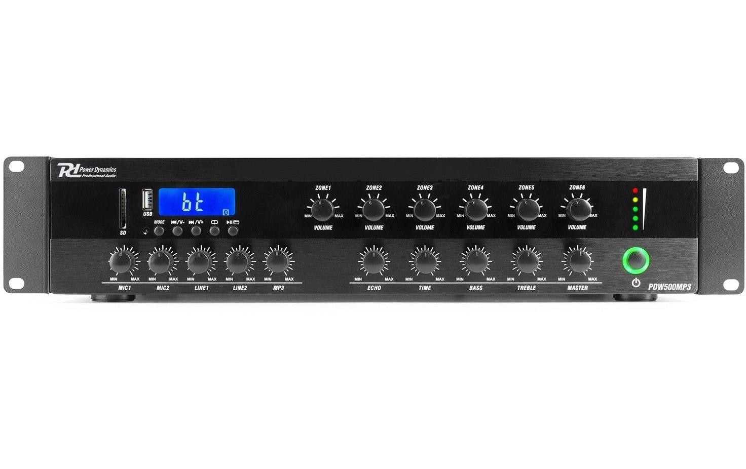 1574731_1 - Mediatech Power Dynamics PDW500MP3 100V 6-Zone Amplifier 500W, BT