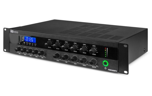 1574731_2 - Mediatech Power Dynamics PDW500MP3 100V 6-Zone Amplifier 500W, BT