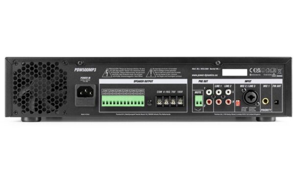 1574731_4 - Mediatech Power Dynamics PDW500MP3 100V 6-Zone Amplifier 500W, BT