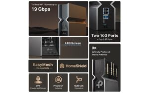 TP-Link Archer BE800 WiFi-7  Router 1376+5760+11520Mbps, 2x10GE, 1xSFP+