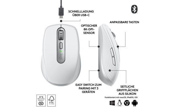 Logitech MX Anywhere 3S f. Business pale grey, Logi Bolt