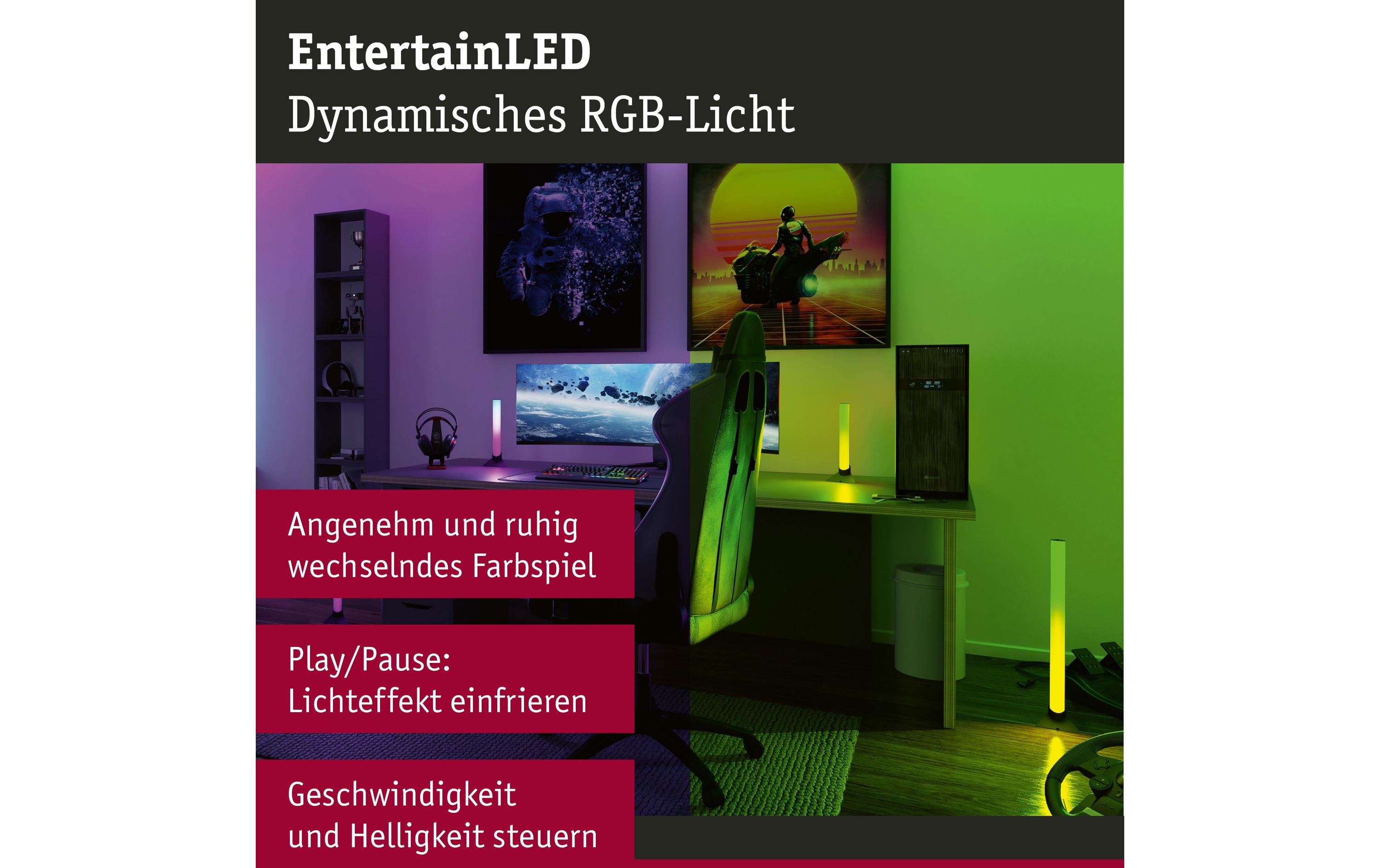 1580983_1 - Mediatech Paulmann EntertainLED Lightbar 30cm 2er Set 2x0,6W 230/5V DC schwarz