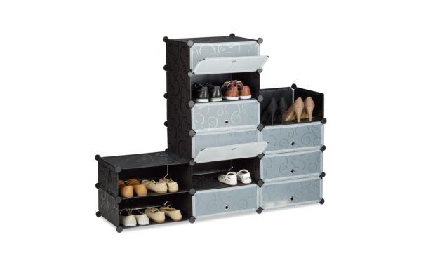 1585620_5 - Mediatech relaxdays Schuhregal mit 12 Fächern Kunststoff/Metall, 108 x 94 x 37 cm