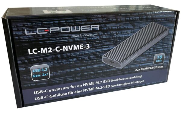 1589760_7 - Mediatech LC-Power ext. M.2 Gehäuse LC-M2-C NVME 3 schwarz, USB Type-C, für M.2 SSD, NVME