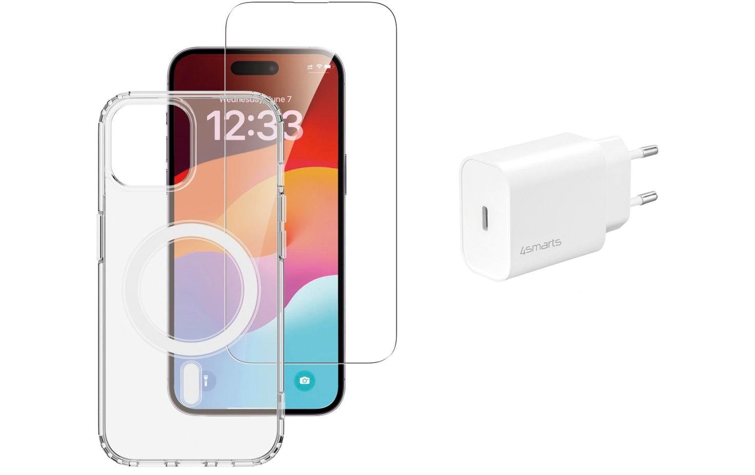 1592639 - Mediatech 4smarts 3in1 Premium Starter Set für iPhone 15 Plus