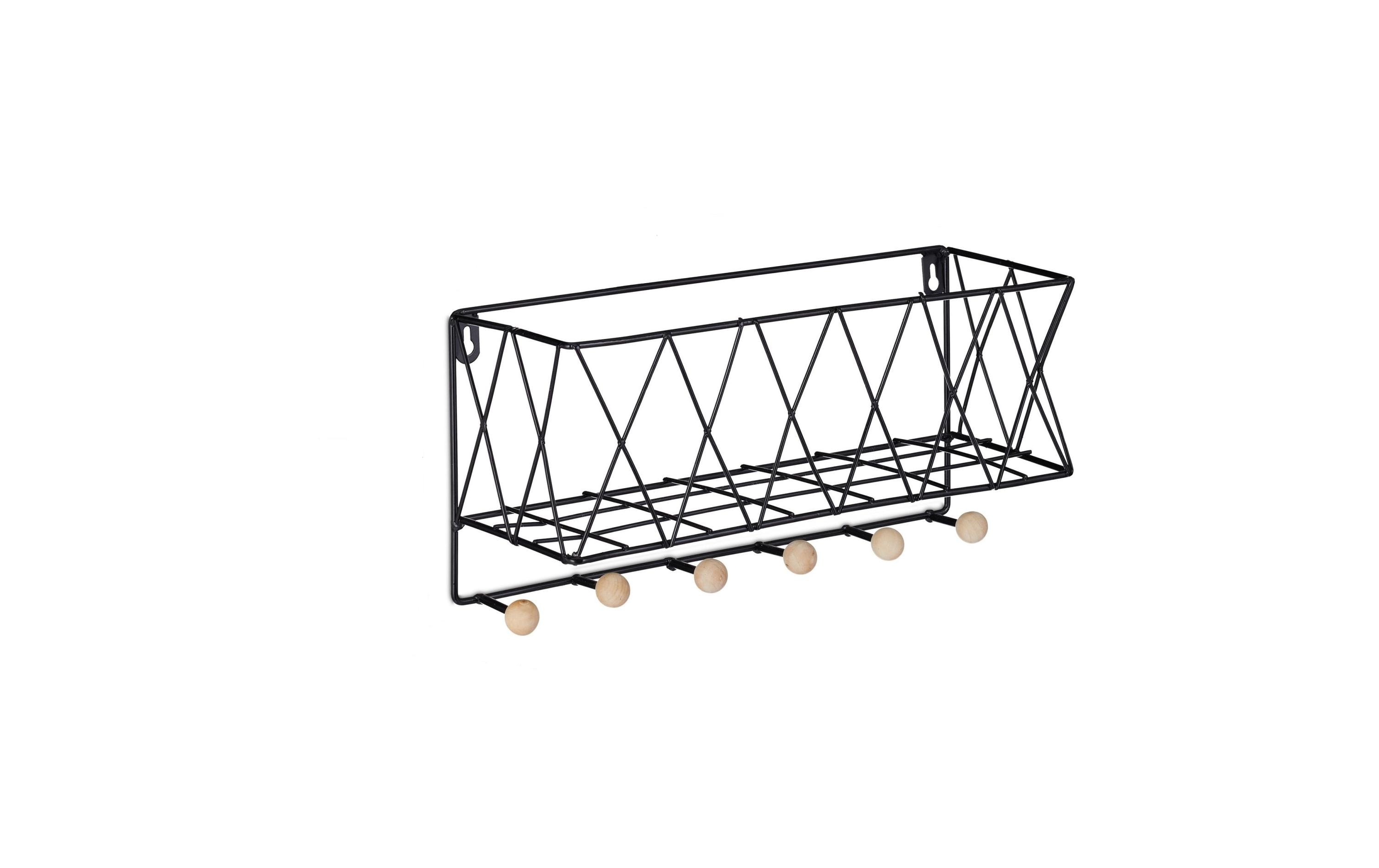 1594792 - Mediatech relaxdays Wandregal mit Korb Eisen, 17 x 36 x 13 cm (HxBxT), Schwarz kaufen Schweiz | Mediatech.ch