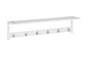 relaxdays Garderobenleiste mit Ablage Bambus/Metall, 18 x 75 x 16 cm (H x B x T)