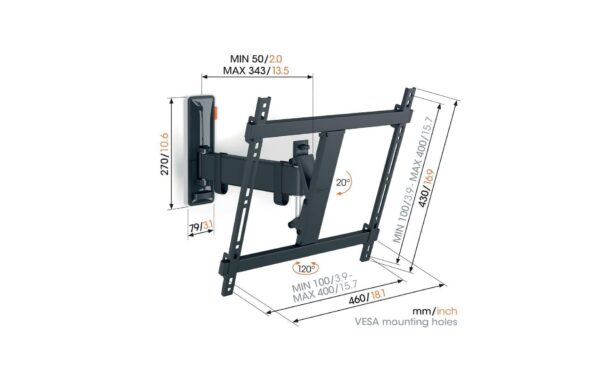 1596752_8 - Mediatech Vogels 6VO TVM 3425B full-turn, 25KG, 32-65, 100x400mm, schwarz