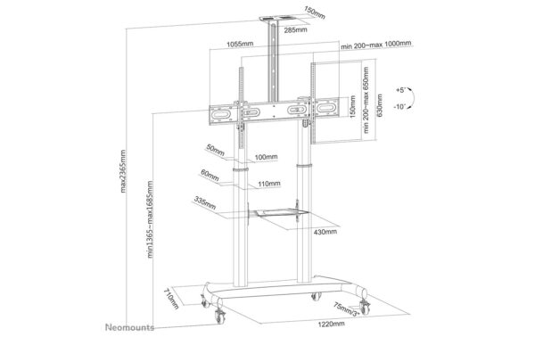 Neomounts PLASMA-M1950E Floor Stand - (height: 134-166 cm)