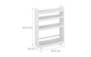 1601673_1 - Mediatech relaxdays Nischenwagen mit 4 Ablagen MDF, 83,5 x 18 x 59,5 cm, Weiss